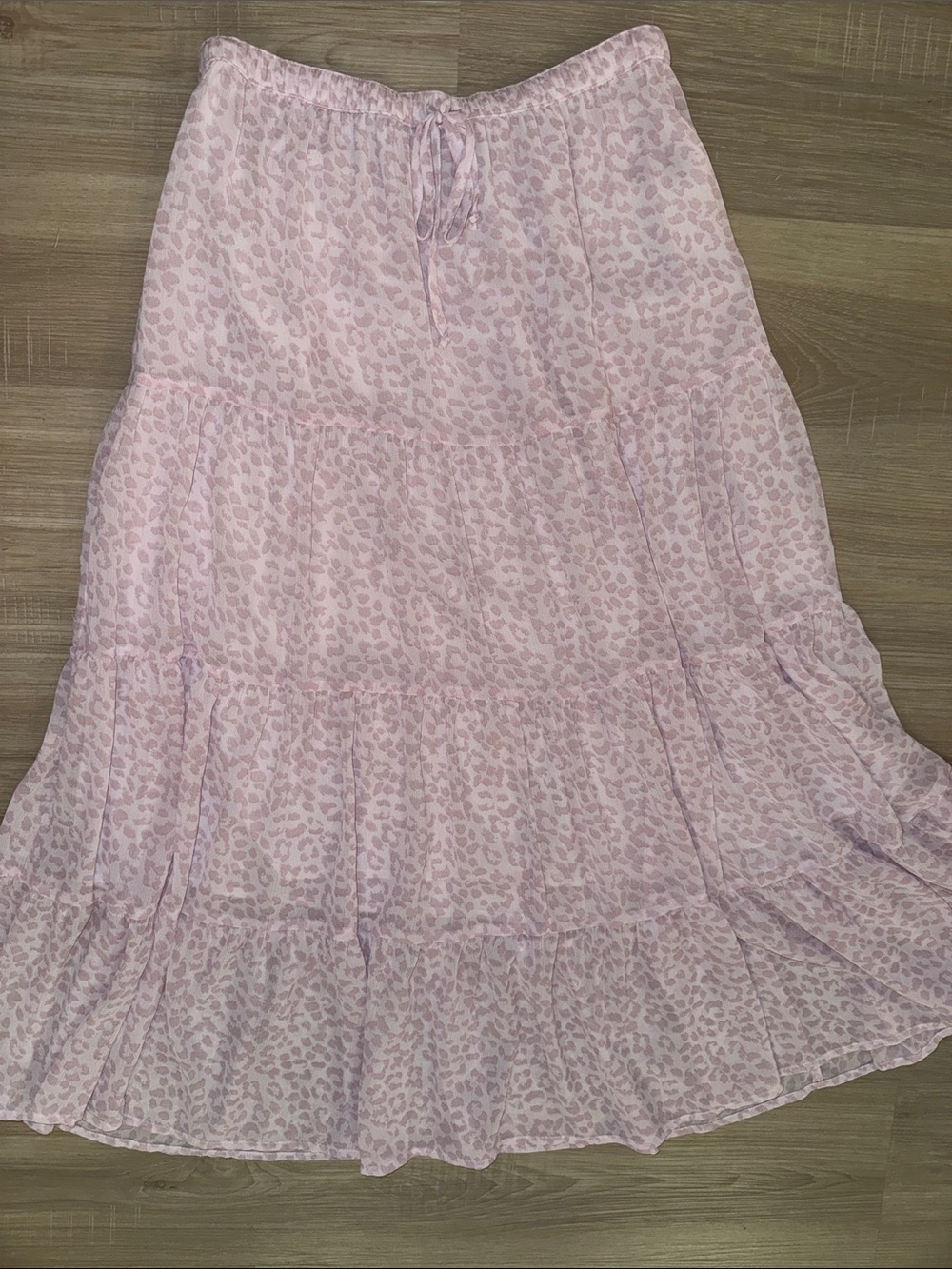 aerie Pink Tiered Leopard-Print Maxi Skirt